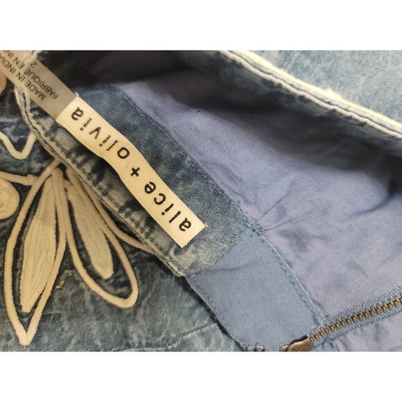 alice + olivia Riley Embroidered Skirt Size 2 Floral Romantic Boho - Picture 6 of 9